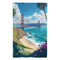 Drapeau mural GTA montrant le majestueux Golden Gate Bridge de San Francisco sous un ciel bleu, avec la côte et l'océan en arrière-plan.